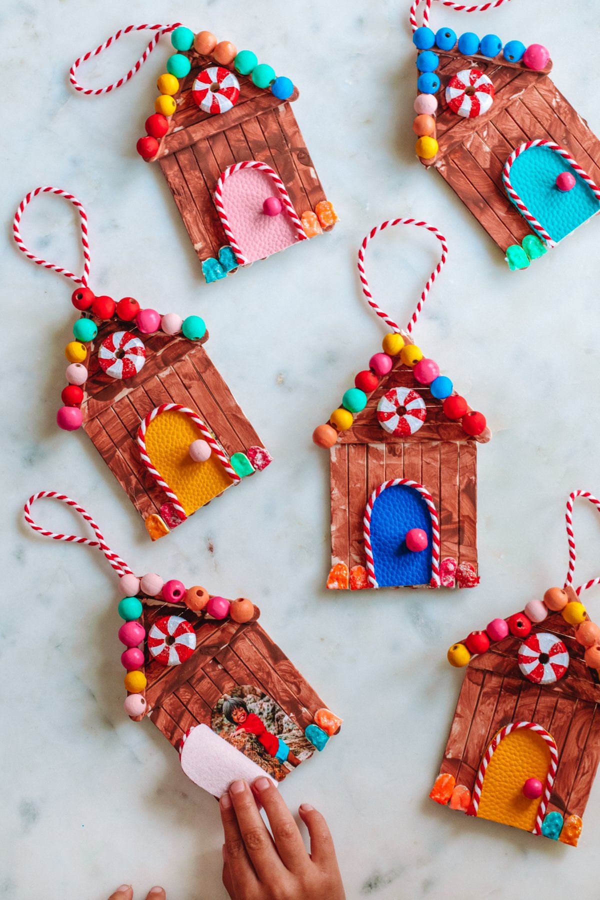 DIY Popsicle Stick Gingerbread House Ornaments