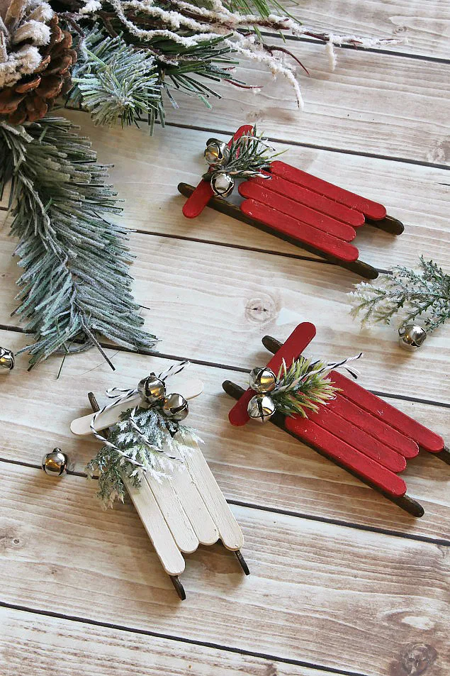 Popsicle Stick Sleds Ornaments