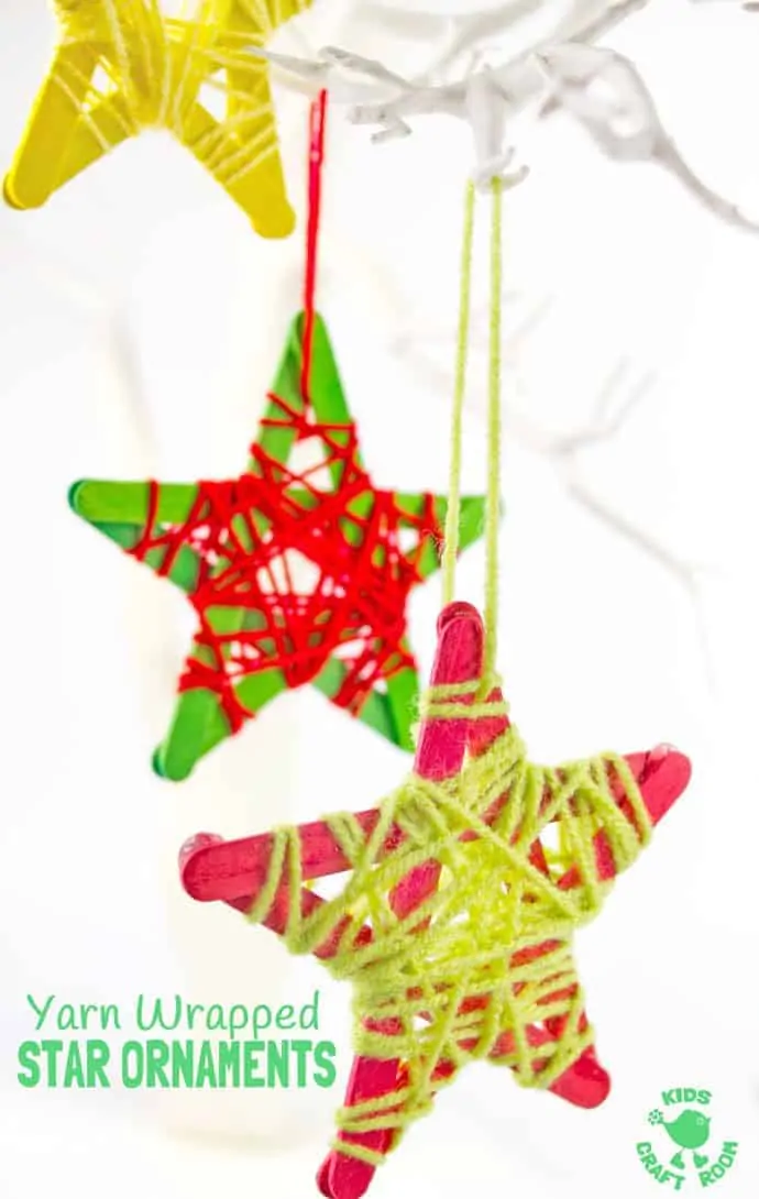 Yarn Wrapped Star Ornaments