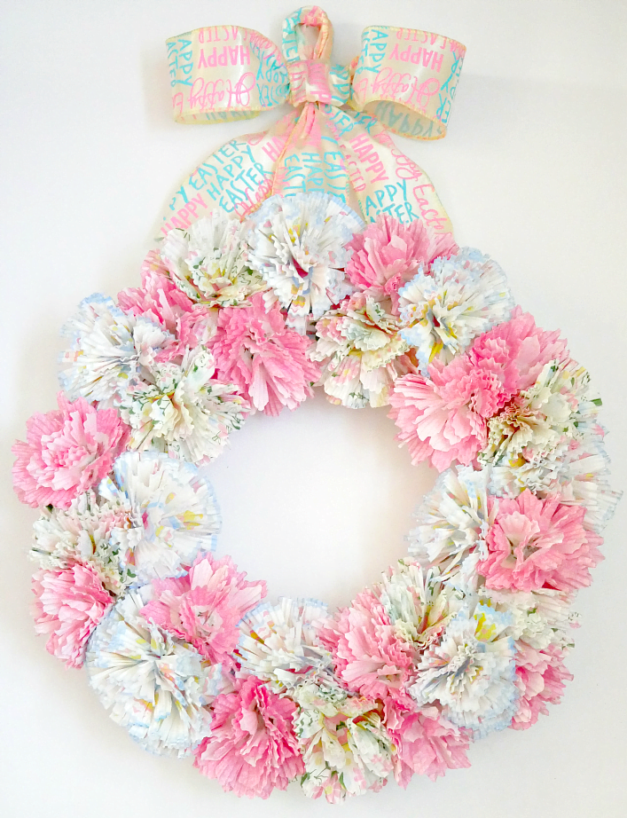 Spring Cupcake Liner Flower Wreath