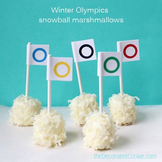 Winter Olympics Snowball Marshmallow Pops