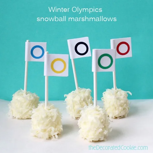 Winter Olympics Snowball Marshmallow Pops