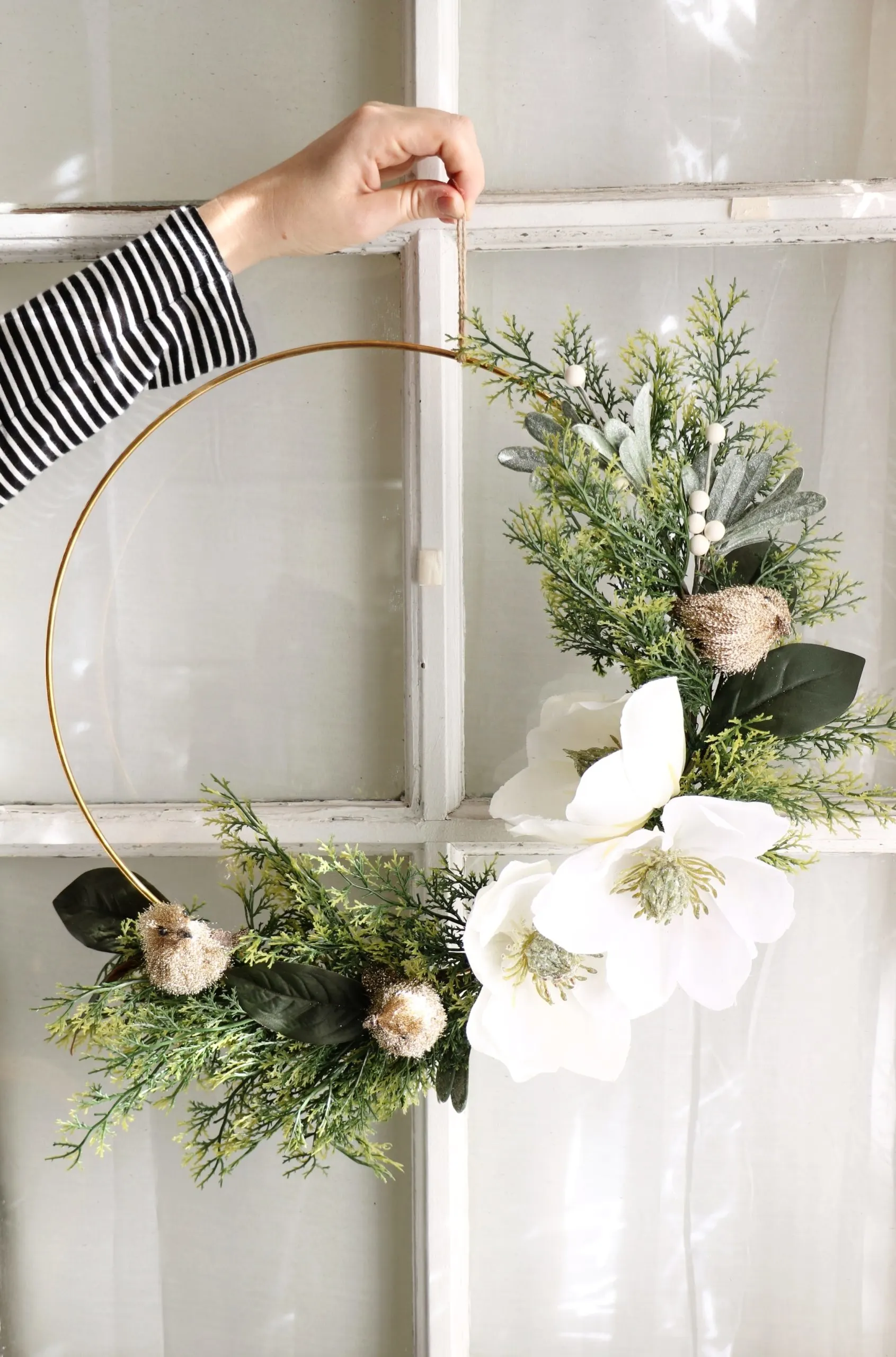Holiday Gold Ring Asymmetrical Wreath