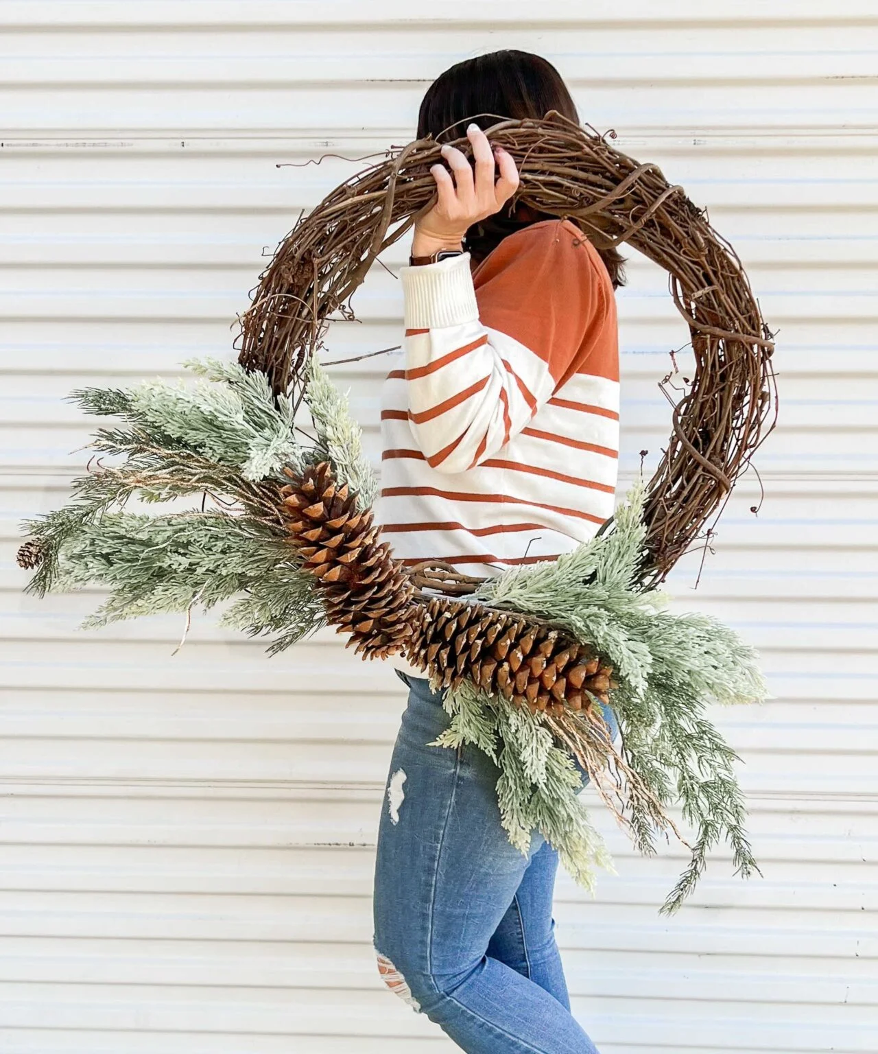 DIY Grapevine Pinecone Wreath