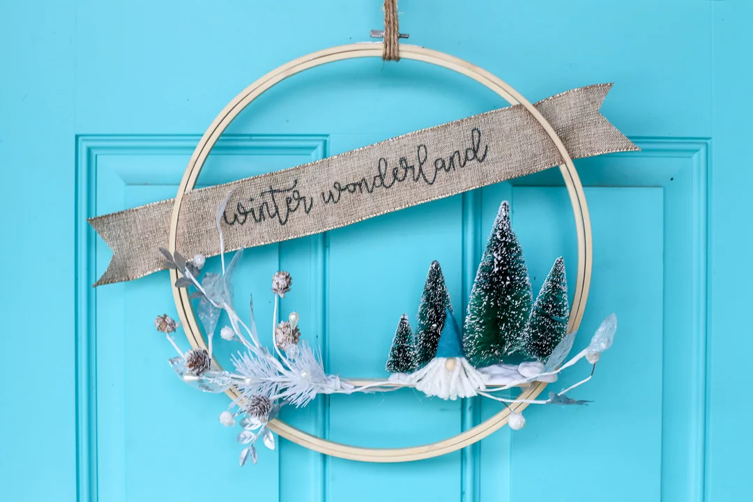 Gnome Winter Hoop Wreath Idea