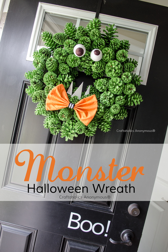 Pinecone Monster Halloween Wreath Tutorial