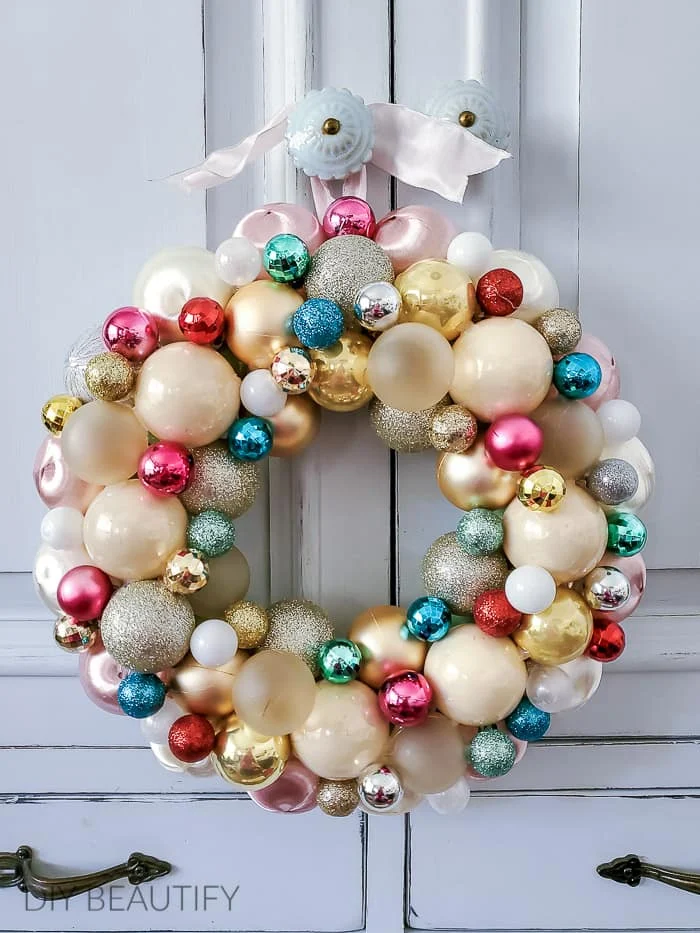 Ornament Wreath from New and Vintage Ornaments