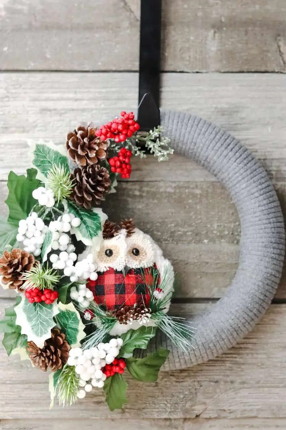 Upcycled Woodland Owl Christmas Wreath