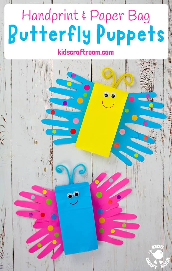 Handprint and Paper Bag Butterfly Puppets