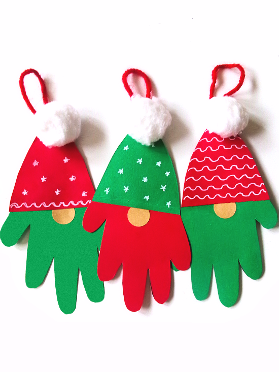 Handprint Gnome Christmas Ornament Craft