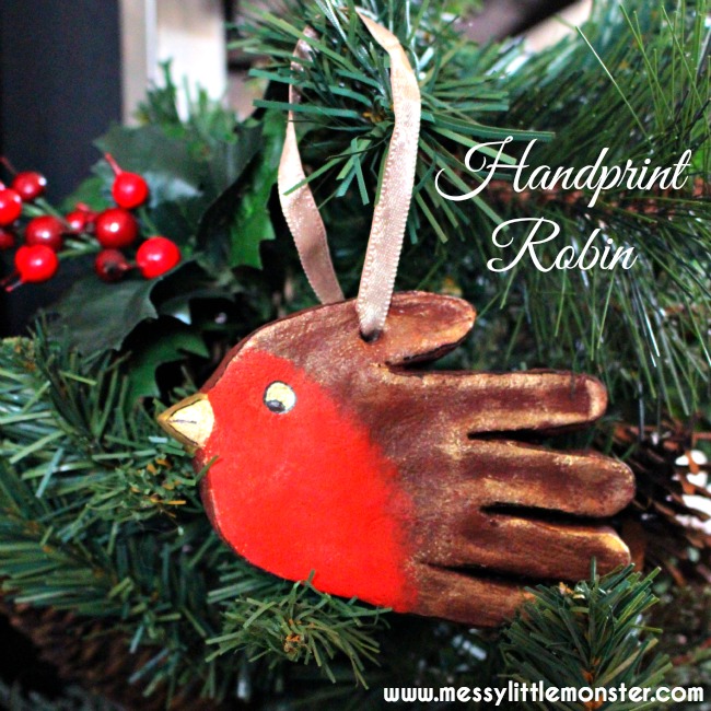 Salt Dough Handprint Robin Ornament
