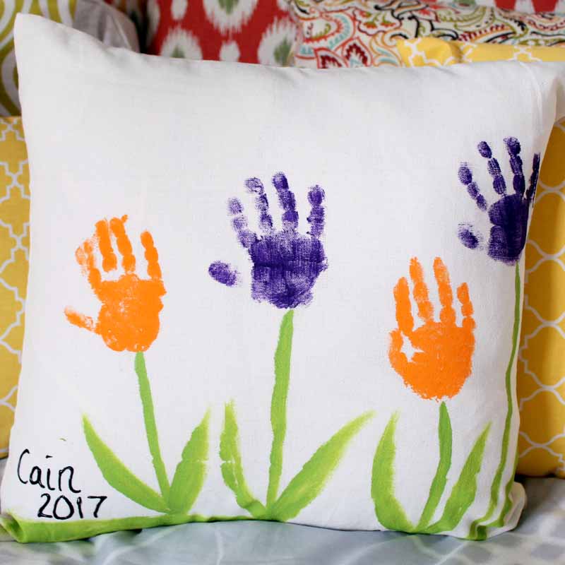 Flower Handprint Pillow