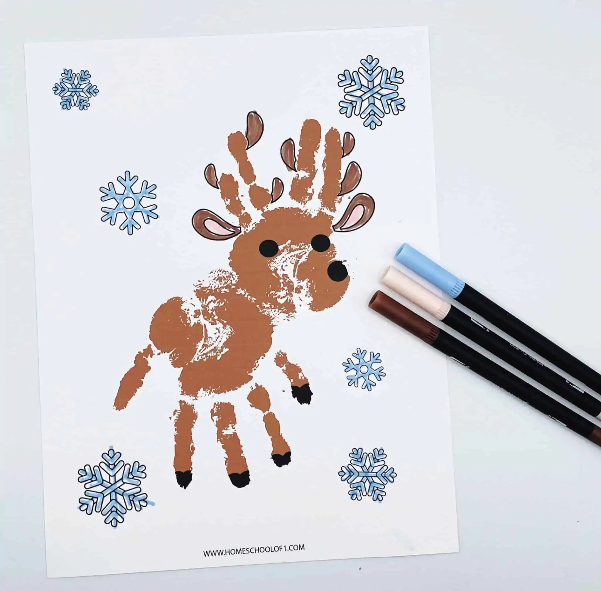 Reindeer Handprint Template for Preschoolers