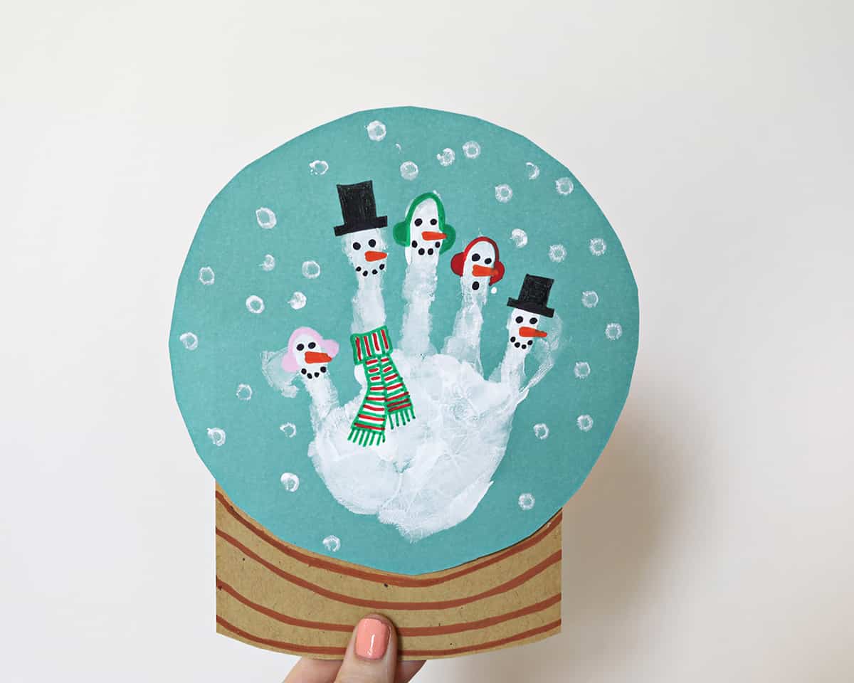Snow Globe Craft with Handprints