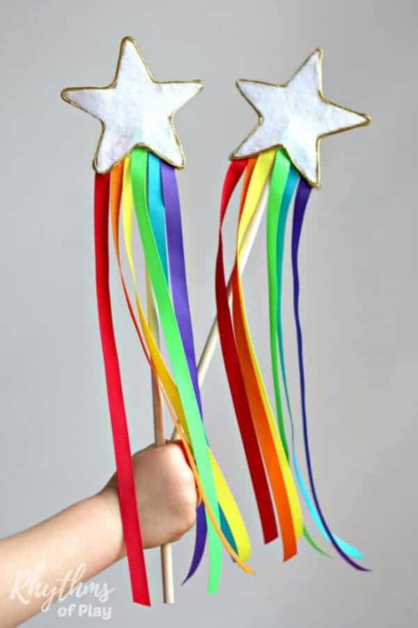 DIY Rainbow Ribbon Magic Wand 