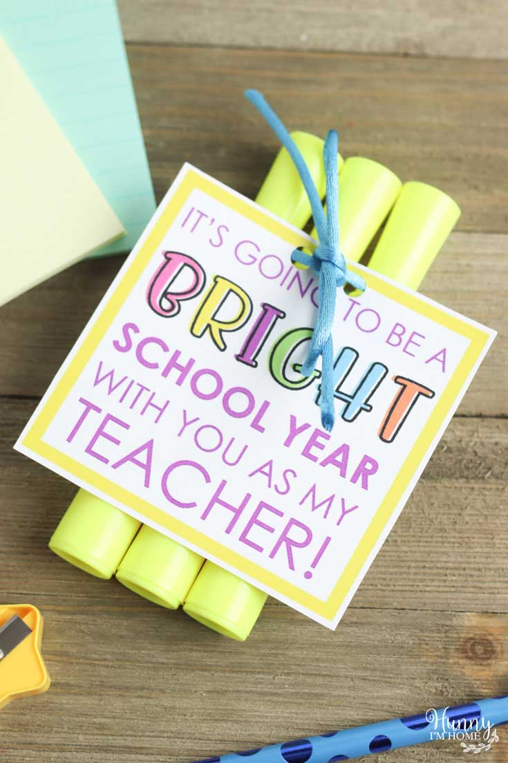 Cute First Day of School Gift for Teacher with Printable Tag