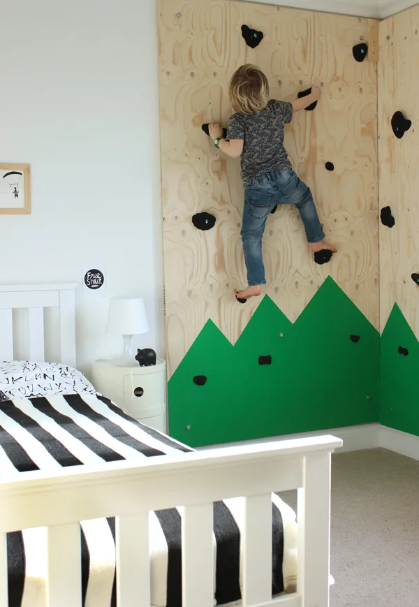 Indoor Climbing Wall for an Outdoor-Themed Bedroom