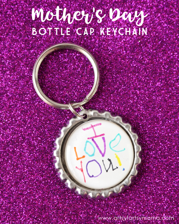DIY Mother's Day Bottle Cap Keychain
