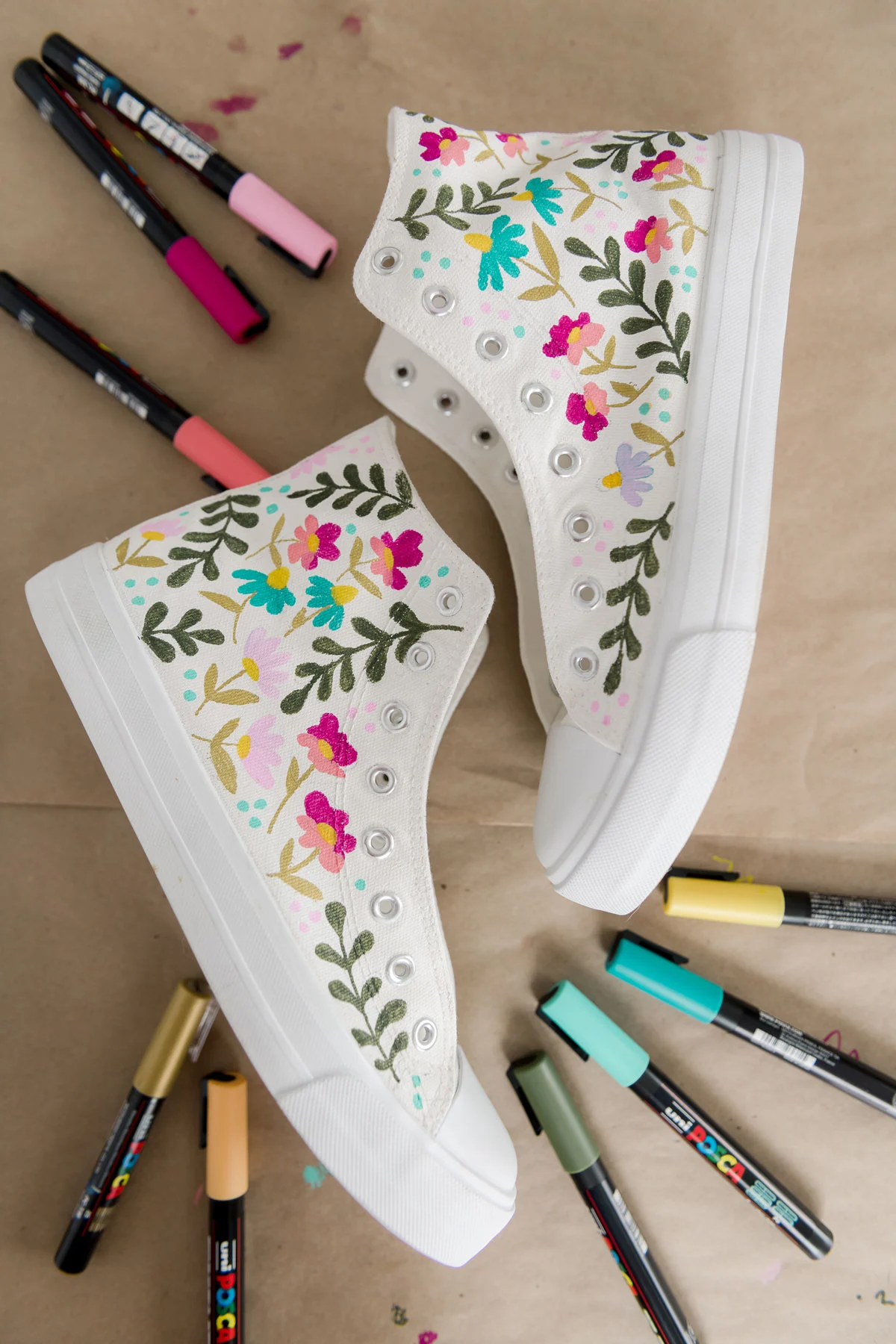 Floral Painted Converse Shoes