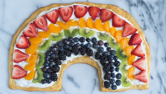 Colorful Rainbow Fruit Pizza