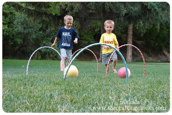 Make a Hula Hoop Croquet Yard Game