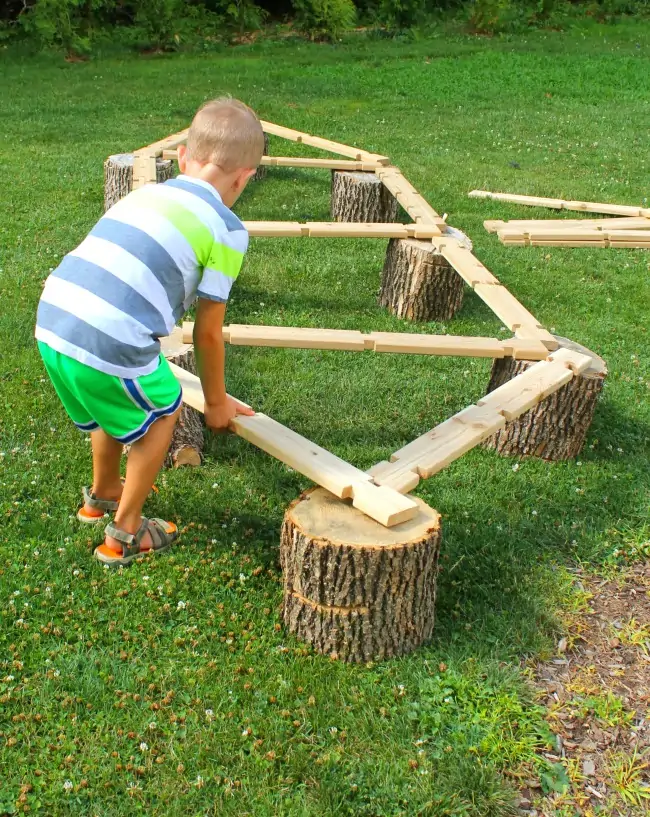 Wood and Stumps Balance Beam