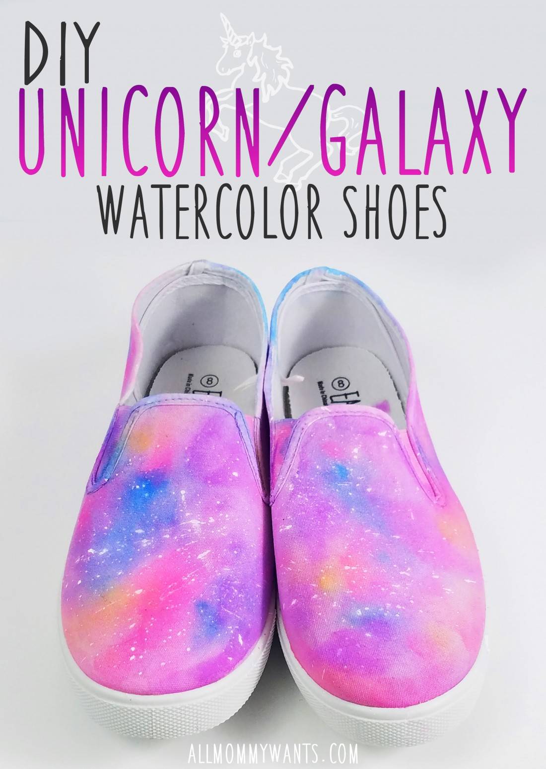 DIY Unicorn Galaxy Watercolor Shoes