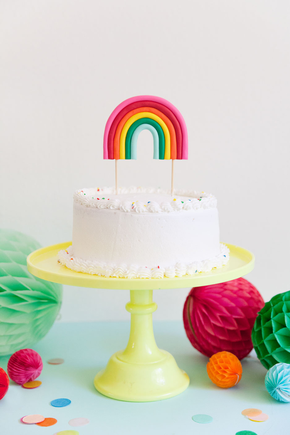 DIY Sculpey Rainbow Cake Topper