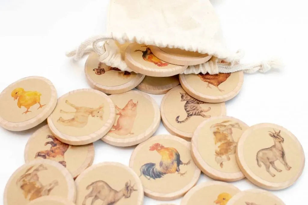 Wooden animal matching game toy from Etsy