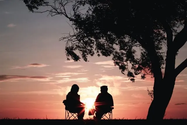Couple watching sunset