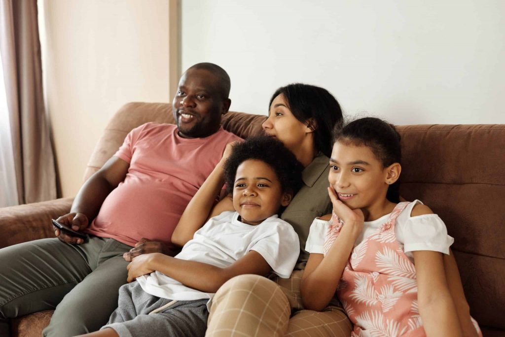 Family watching Netflix