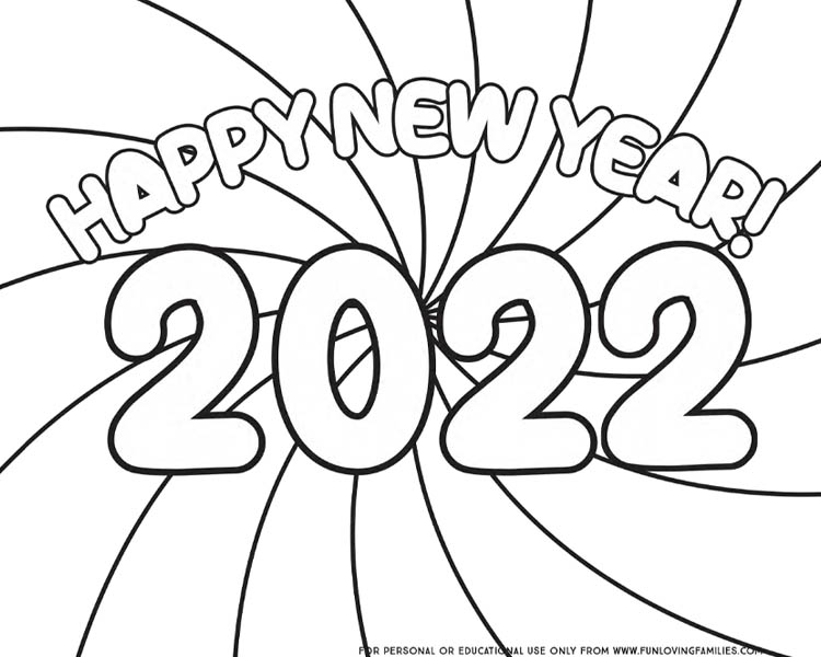 simple New Year coloring sheet for kids