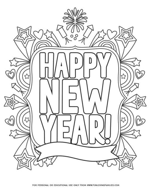 Happy New Year Coloring Pages for 2024 Fun Loving Families