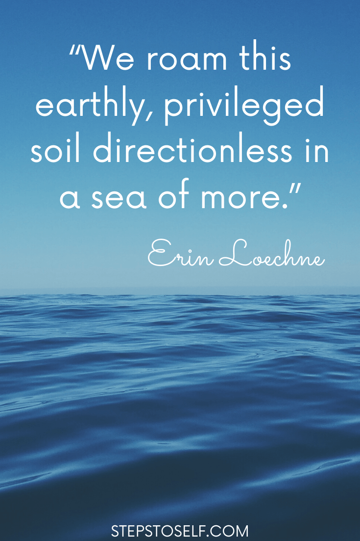 "We roam this earthly, privileged soil directionless in a sea of more." Erin Loechner