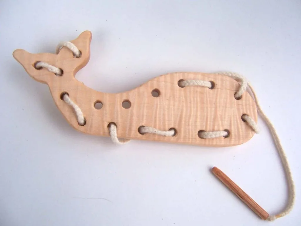 Wooden lacing toy for toddlers