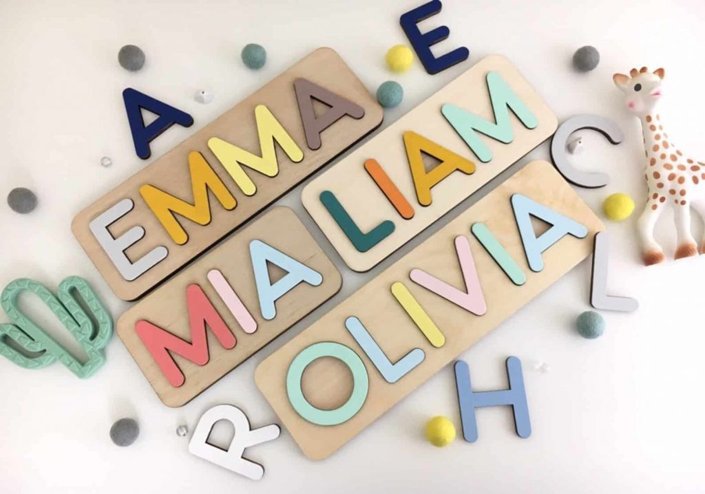 Wooden name puzzle for toddlers